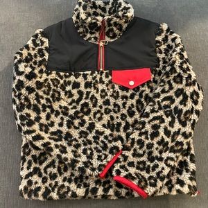 Veronica Beard leopard teddy fleece pullover size S